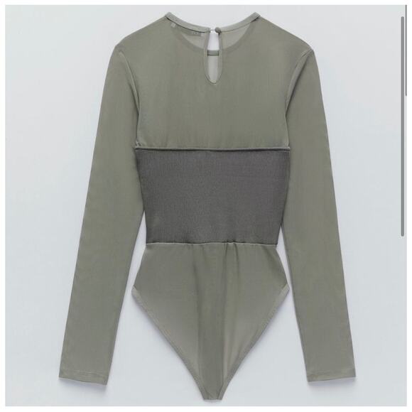 Zara White Label Combination Knit Corset Sweater Mesh Style Blogger Fav Bodysuit - Picture 3 of 8
